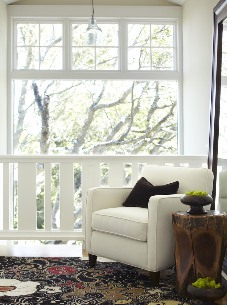 Hallway - transitional hallway idea in San Francisco with white walls