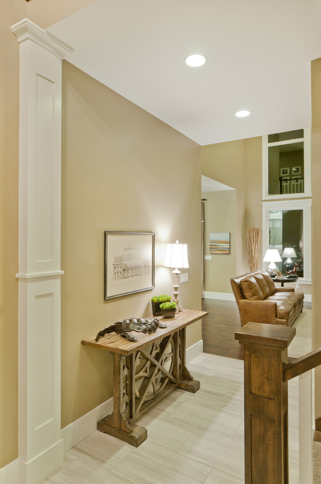 Example of a large arts and crafts hallway design in Salt Lake City with beige walls
