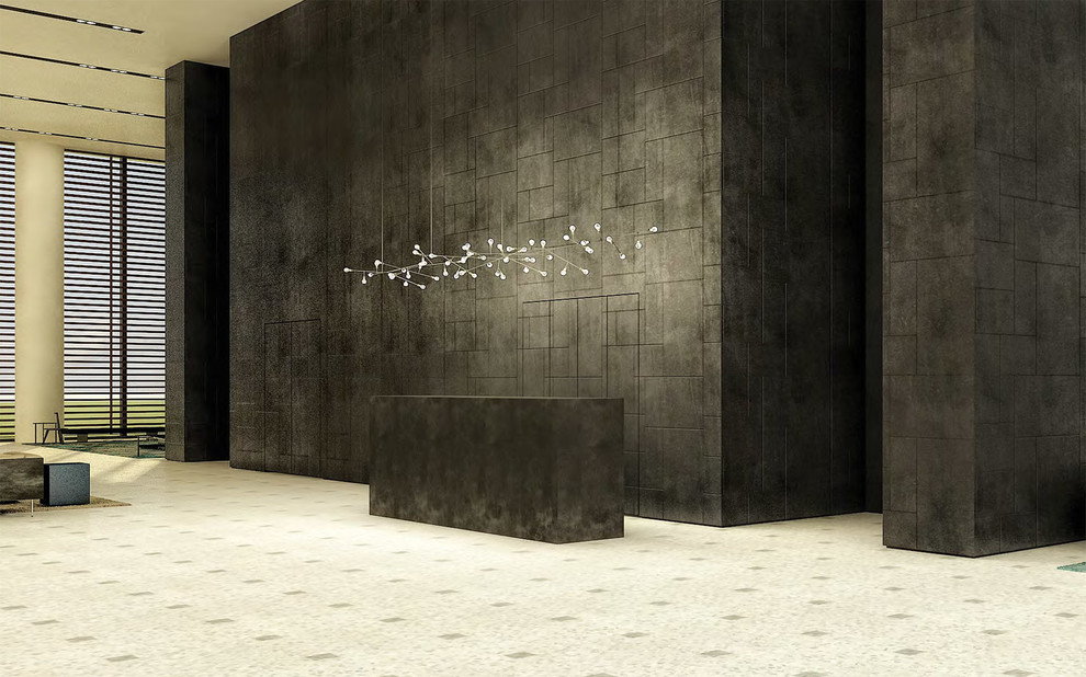 Immagine di un ampio ingresso o corridoio minimalista