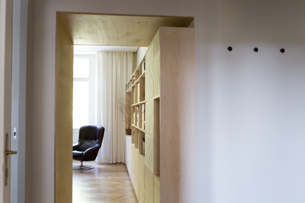 Imagen de recibidores y pasillos minimalistas pequeños