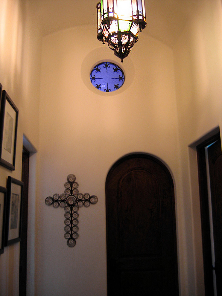 Spanish Style Hall With Round Window, Spanish Light Fixtures Santa Barbara