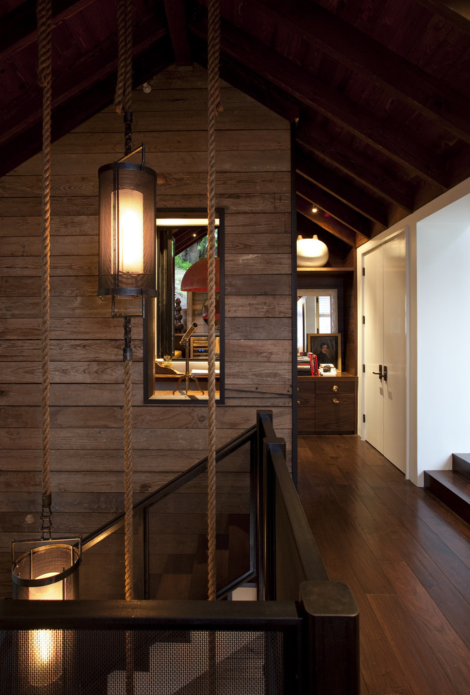 Example of a trendy dark wood floor hallway design in San Francisco