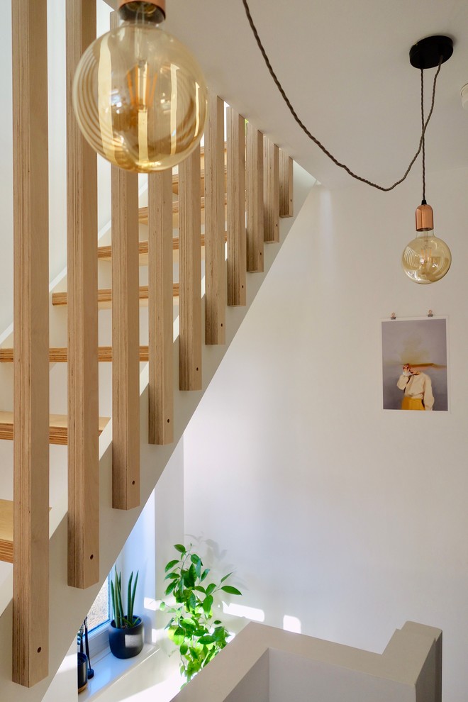 Inspiration for a small scandinavian staircase remodel in Other