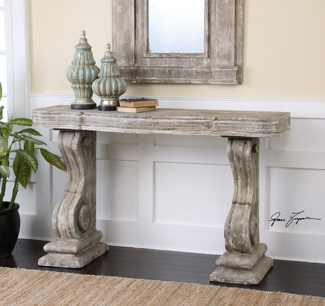 Uttermost Distressed Console Table and Matching Mirror - Shabby-chic Style  - Hallway & Landing - New York - by HomeClick | Houzz IE