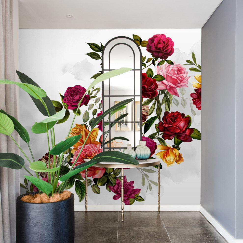 'Velvet Roses' wallpaper Hall Other by Wallpapered Houzz