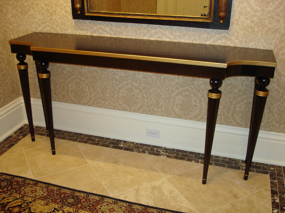Walnut & gold entry hall table Traditional Hall Minneapolis by Heirloom Custom Woodworks
