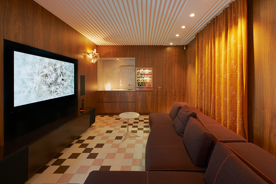 Contemporary home cinema in Stockholm.