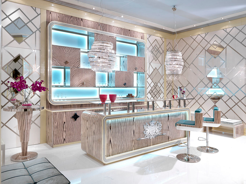 Inspiration for a contemporary home bar remodel in Raleigh