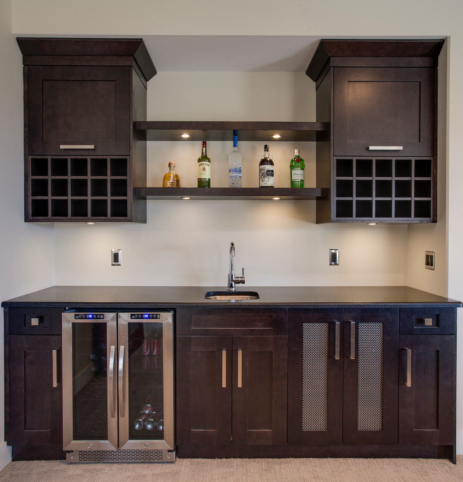 Home bar - small transitional home bar idea in Vancouver