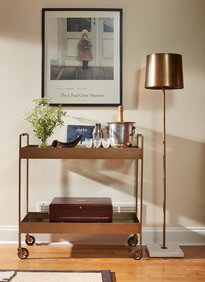 Bar cart - small traditional light wood floor and brown floor bar cart idea in Baltimore