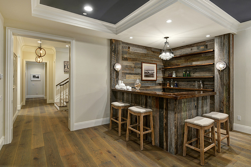 Inspiration for a coastal home bar remodel in Los Angeles