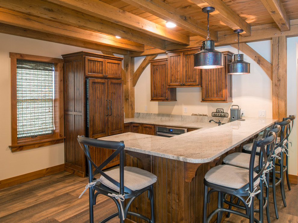 Example of a mountain style home bar design in Cleveland