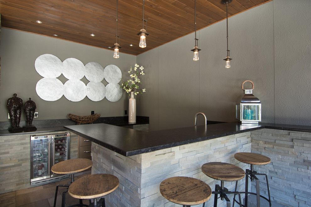 Beaverton Outdoor Living Room and Bar - Transitional - Home Bar