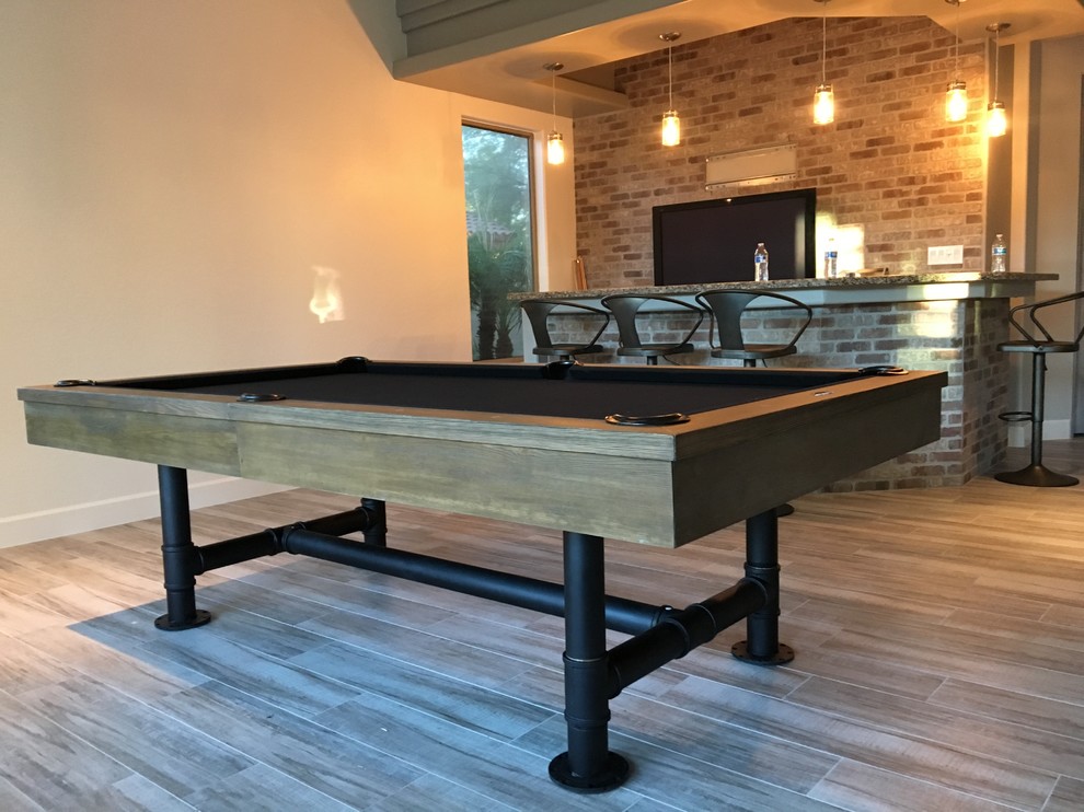 Bedford Pool Table with Dining Top Option Industrial Home Bar