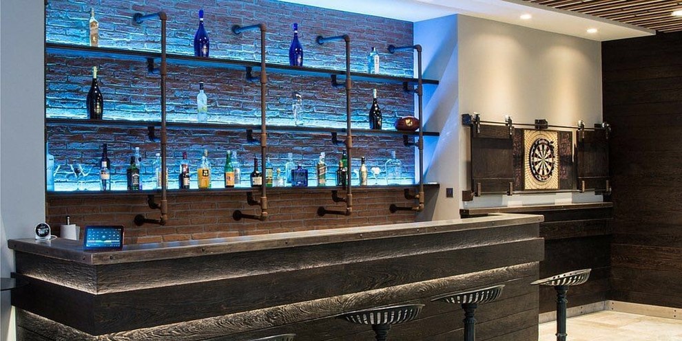 Contemporary home bar in Cardiff.