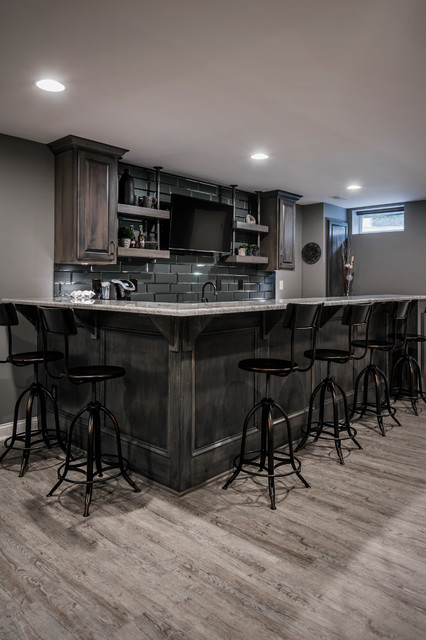 Steel and Wood Bar - Just Basements Ottawa - Rustic - Home Bar - Ottawa -  by Just Basements