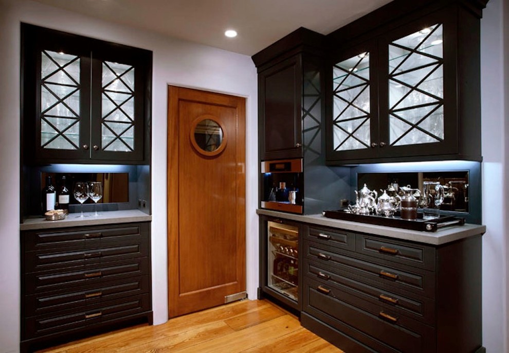 Butlers Pantry with Built In Coffee Maker and Wine Cooler