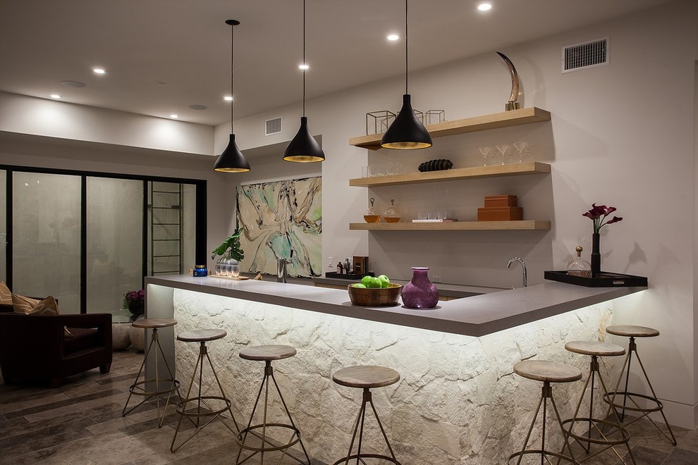 Inspiration for a contemporary home bar in Orange County.