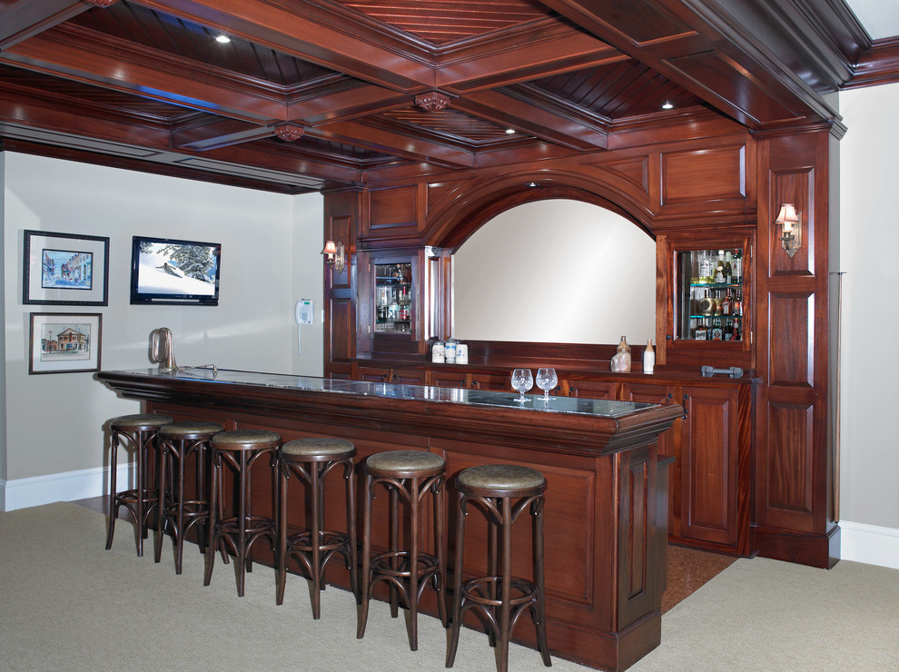 Cherry Wood Beams, Panels and Coffered Ceiling Panel Traditional