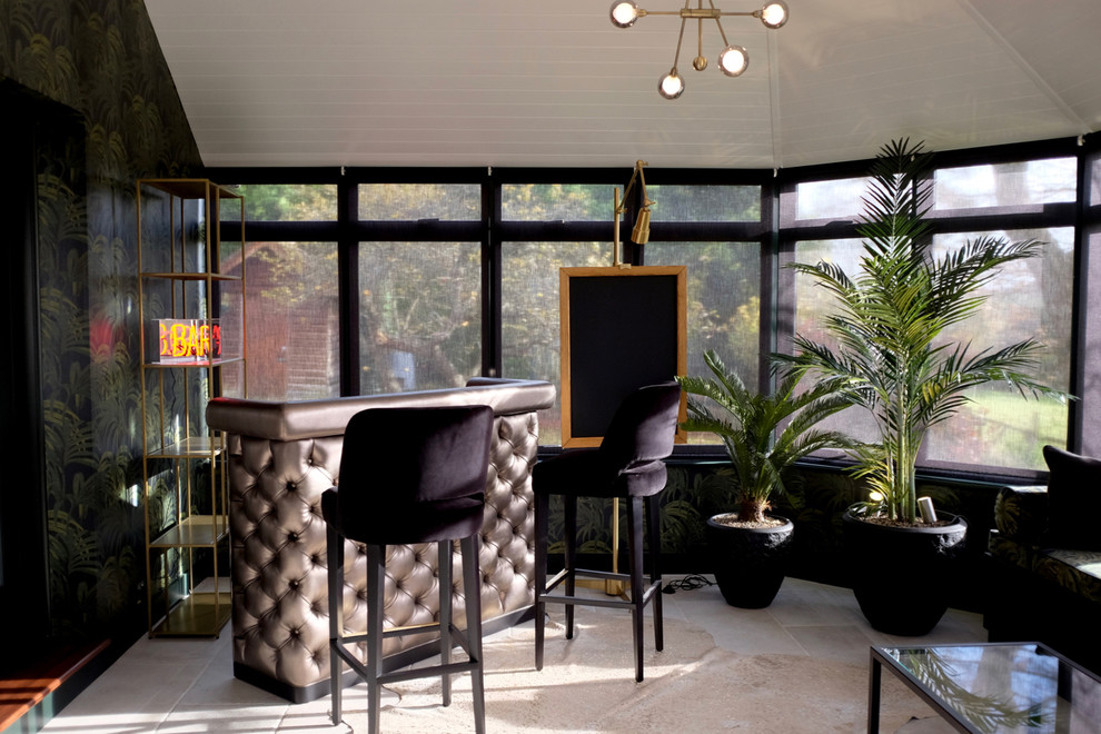 Conservatory conversion Eclectic Home Bar Hampshire by Walk Interior Architecture
