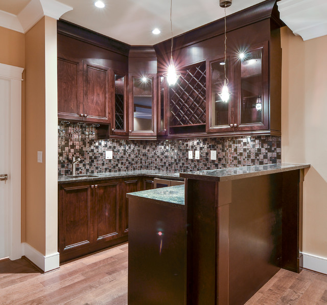 Contemporary home bar with recessedpanel Vancouver Contemporary Home Bar