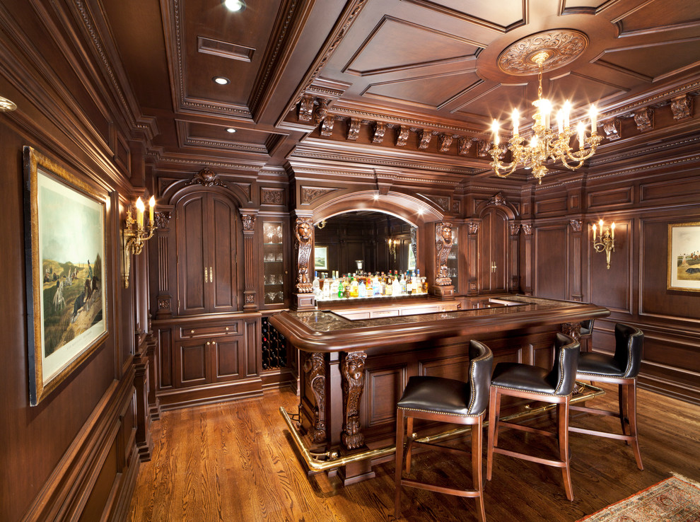 Inspiration for a victorian home bar in New York.