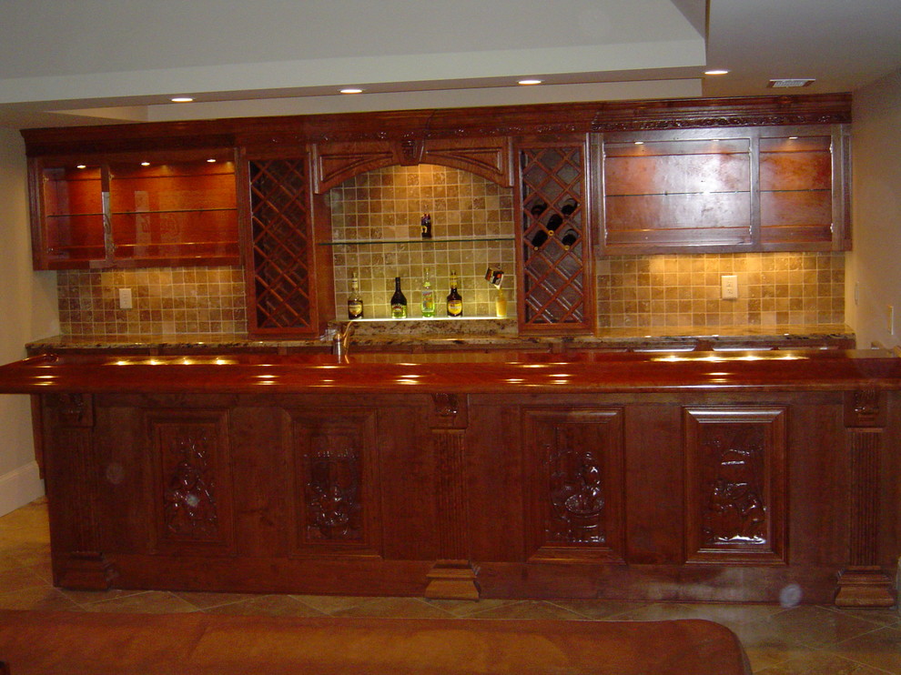 Example of an arts and crafts home bar design in Atlanta