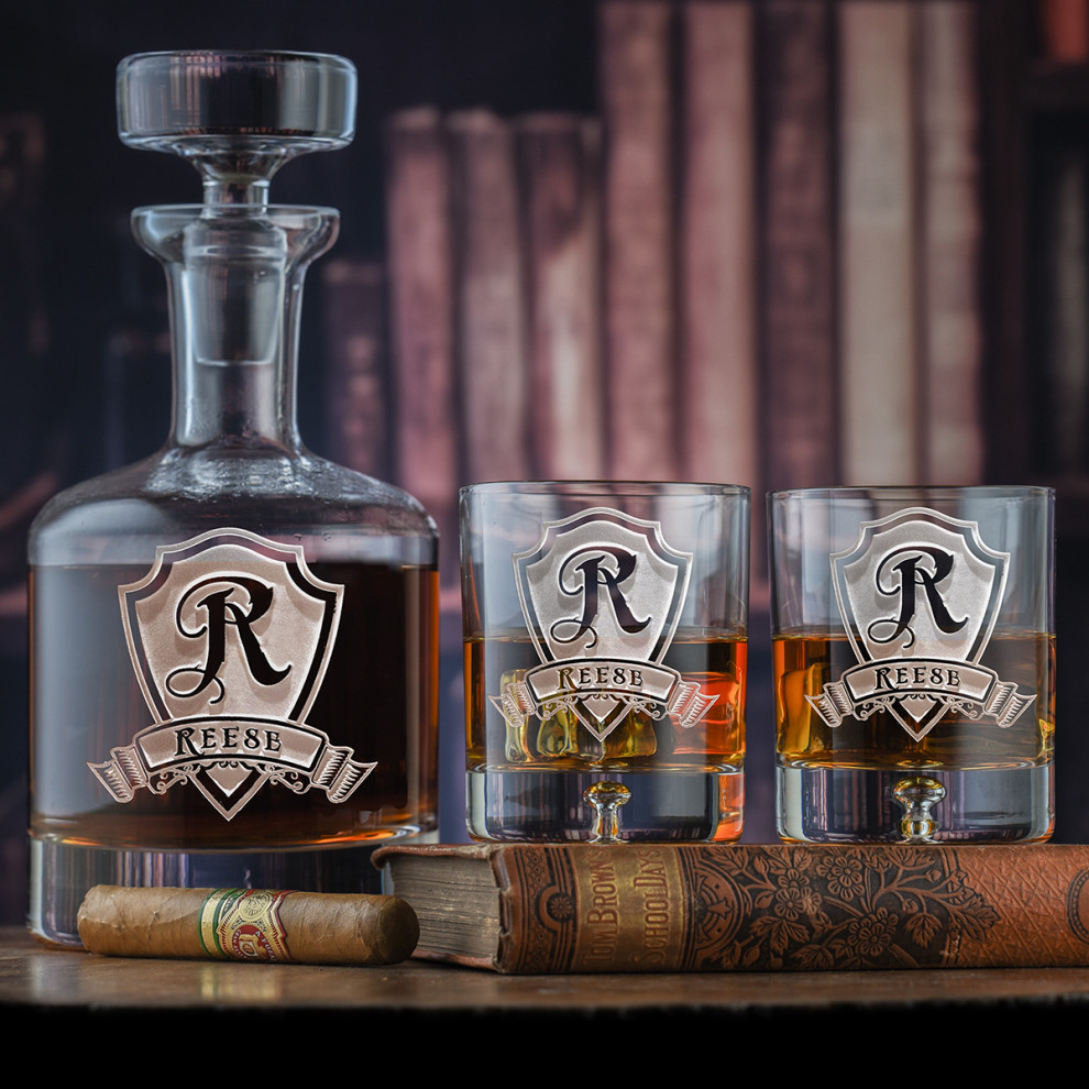 Custom Engraved Barware Glasses, Personalized Home Bar Glassware Traditional Home Bar