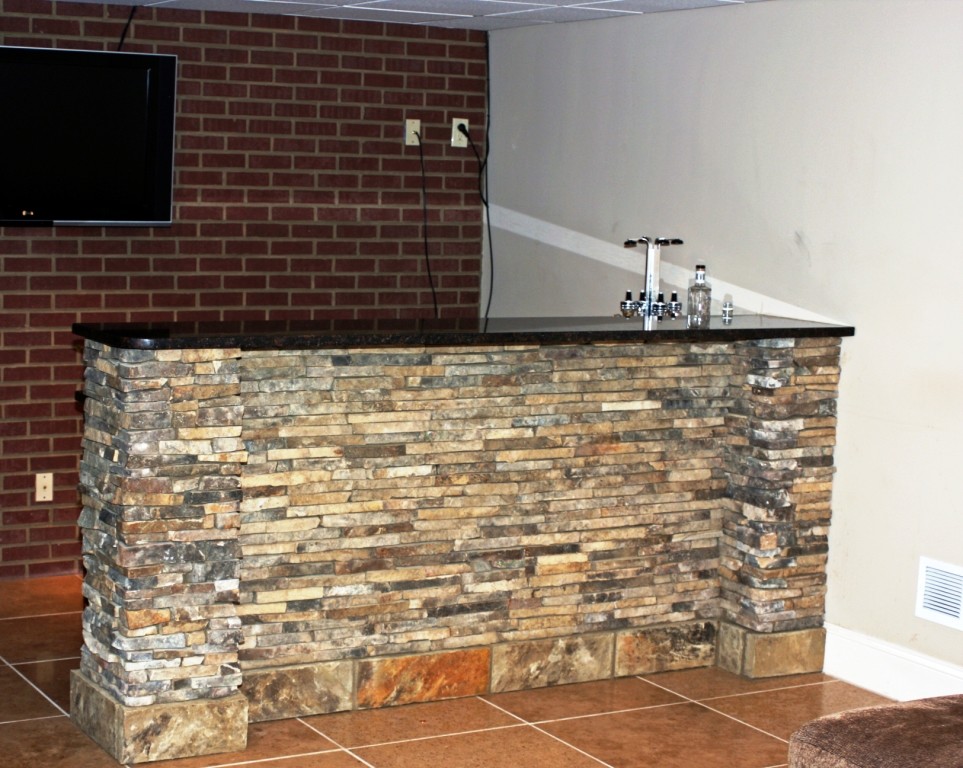 Daco Real Stone Veneer Bar Front Industrial Home Bar Atlanta by