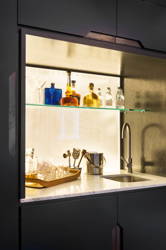 Design ideas for a small contemporary wet bar in London.