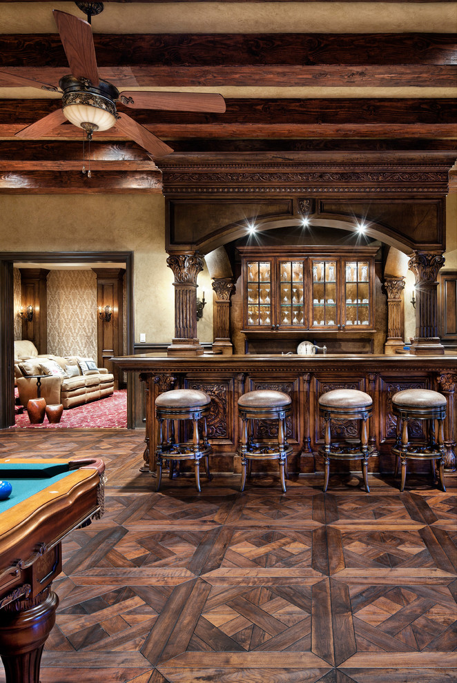 This is an example of a traditional home bar in Houston.