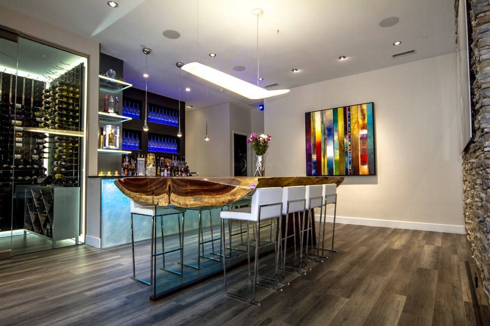 Large contemporary home bar in Dallas.