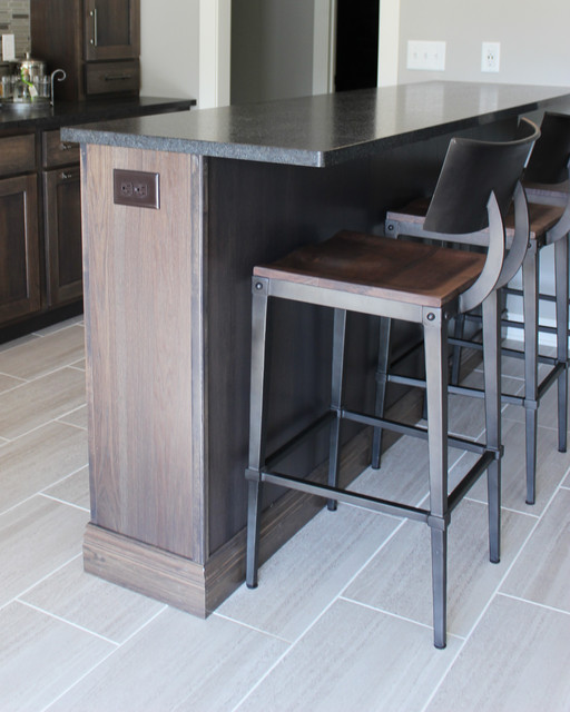 Hickory Wet Bar in Warm Gray Stain With Brushed Granite Counters