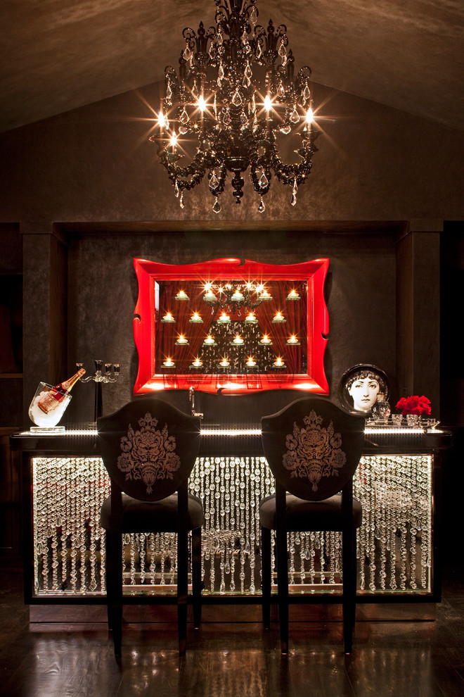 Cette photo montre un grand bar de salon tendance avec sol en béton ciré.