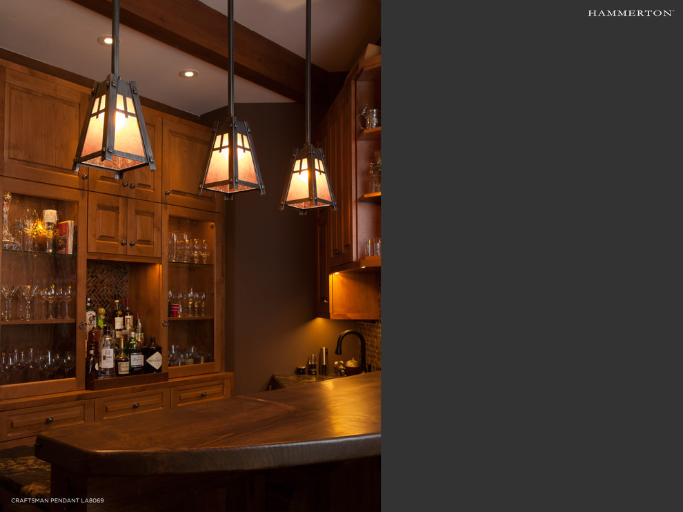 Design ideas for a rustic home bar in Sacramento.