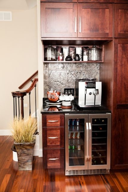 Inspiration for a small contemporary home bar remodel in Charlotte