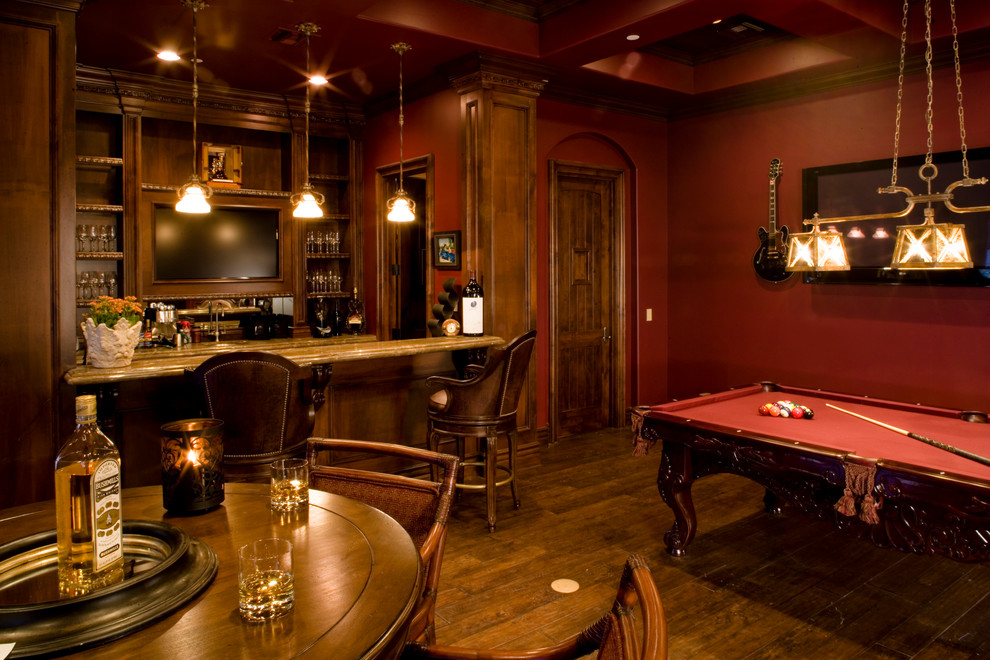 Tuscan home bar photo in Orange County