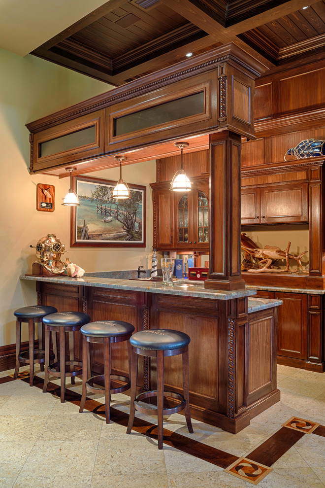 Example of a mountain style home bar design in Miami
