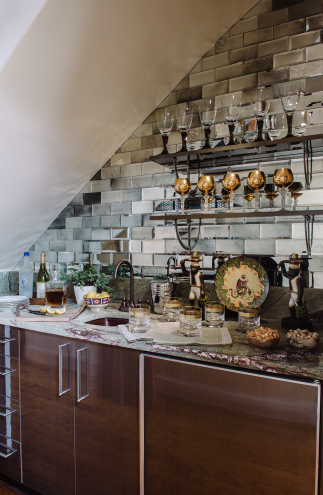 Mirrored Tile Bar Eclectic Home Bar DC Metro by Camille Saum