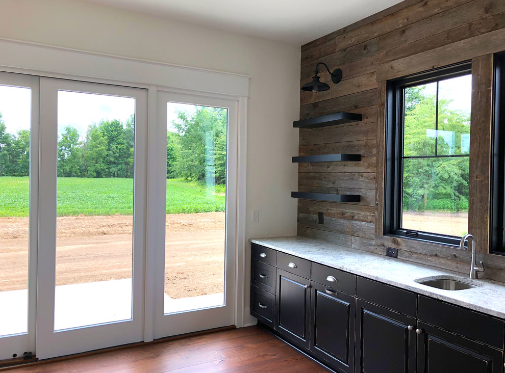 Inspiration for a farmhouse home bar remodel in Indianapolis