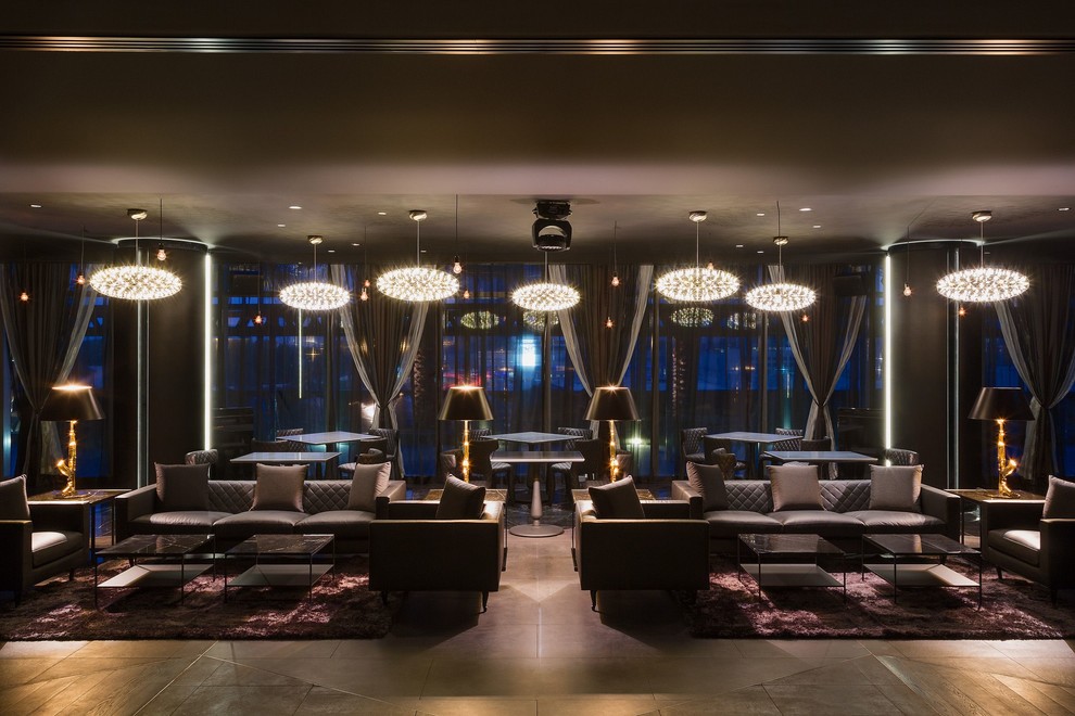 Свежая идея для дизайна: домашний бар в стиле модернизм - отличное фото интерьера