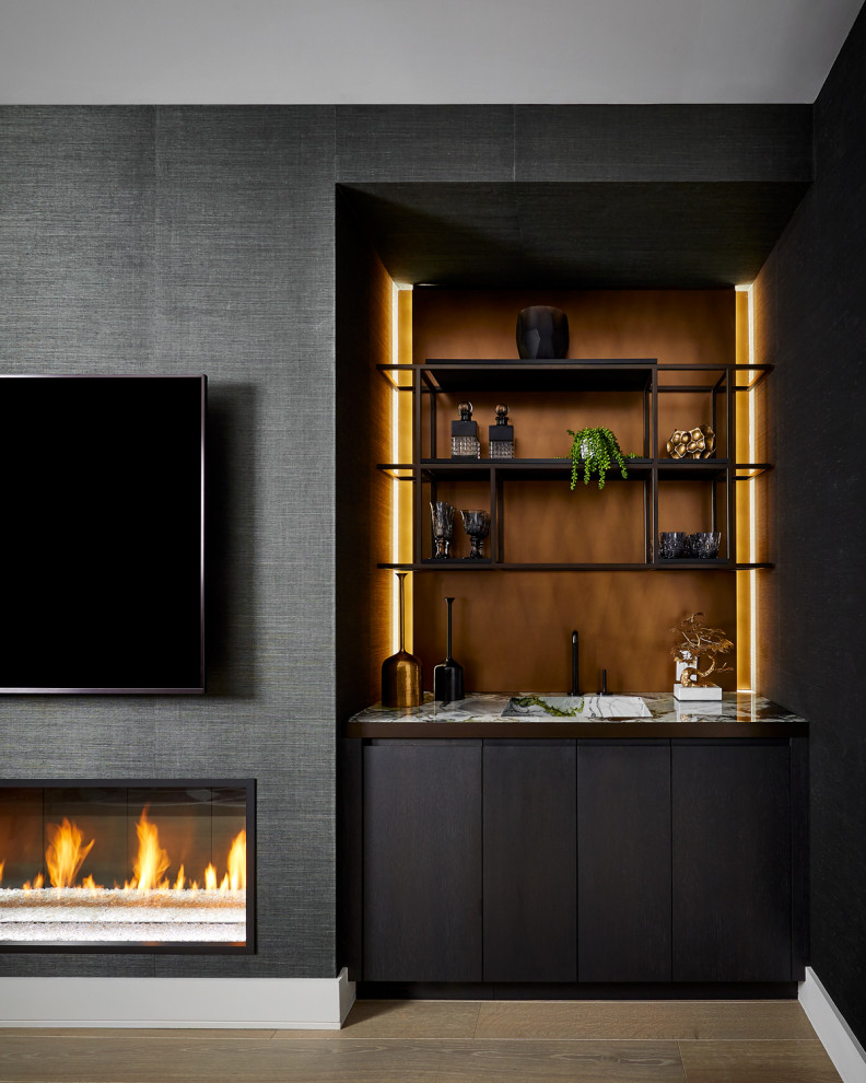 Inspiration for a contemporary home bar remodel in New York