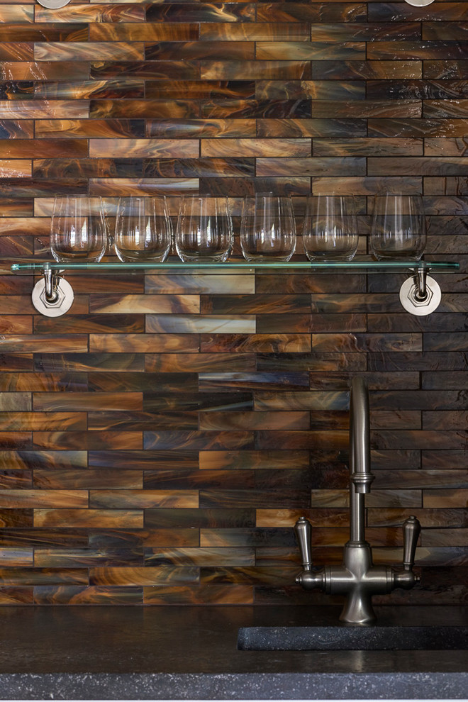 Example of a transitional home bar design in Oklahoma City