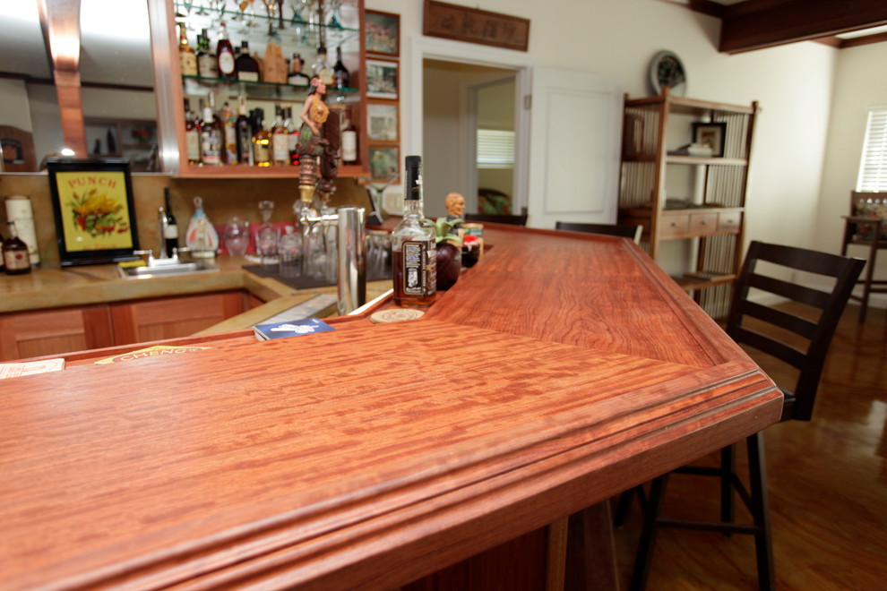 Inspiration for a coastal home bar remodel in Hawaii