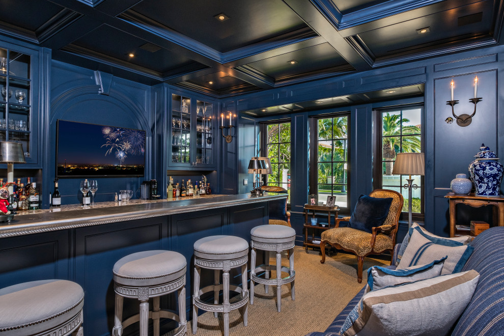 Inspiration for a coastal home bar remodel in Miami