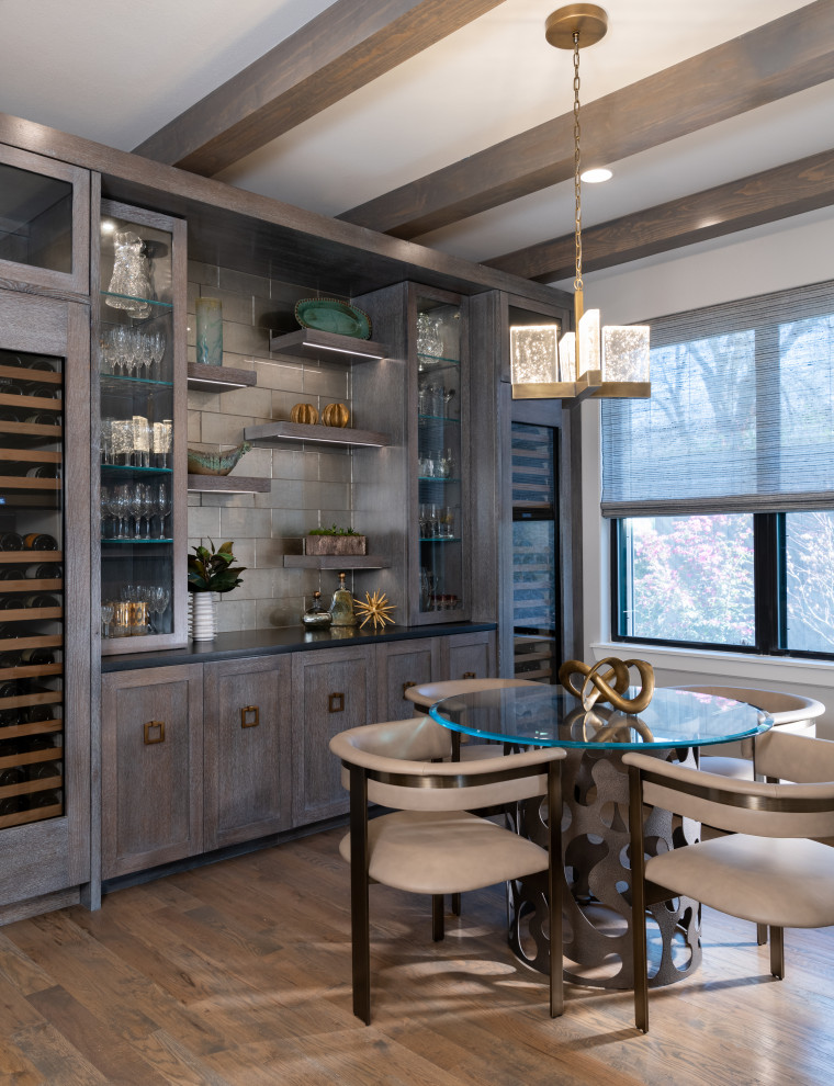 Example of a beach style home bar design in Dallas