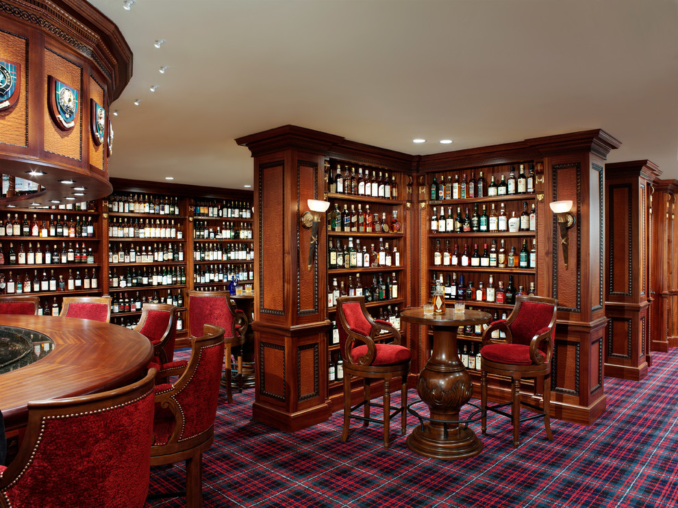 Example of a huge classic home bar design in Denver
