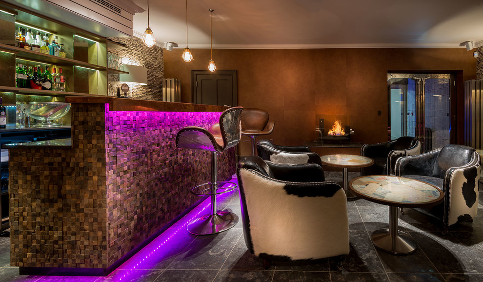Design ideas for a contemporary home bar in Edinburgh.