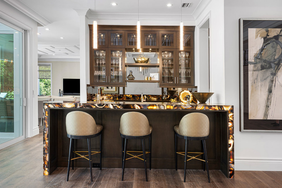Inspiration for a classic home bar in Miami.