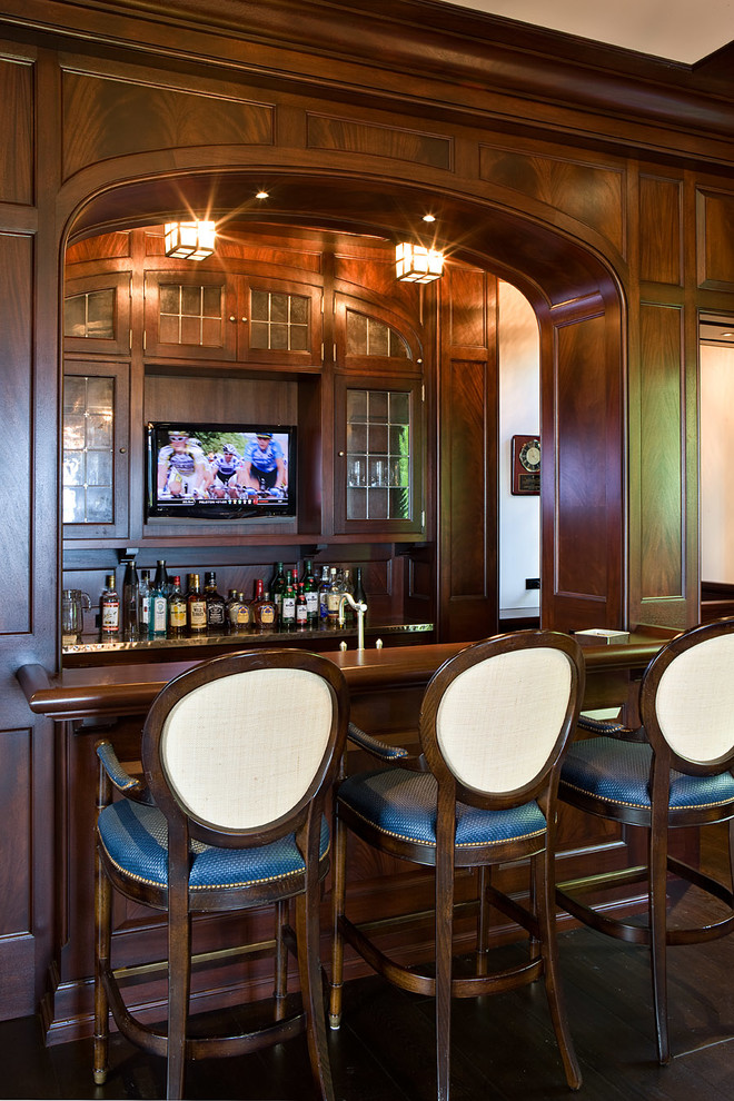 Photo of a traditional home bar in Boston.
